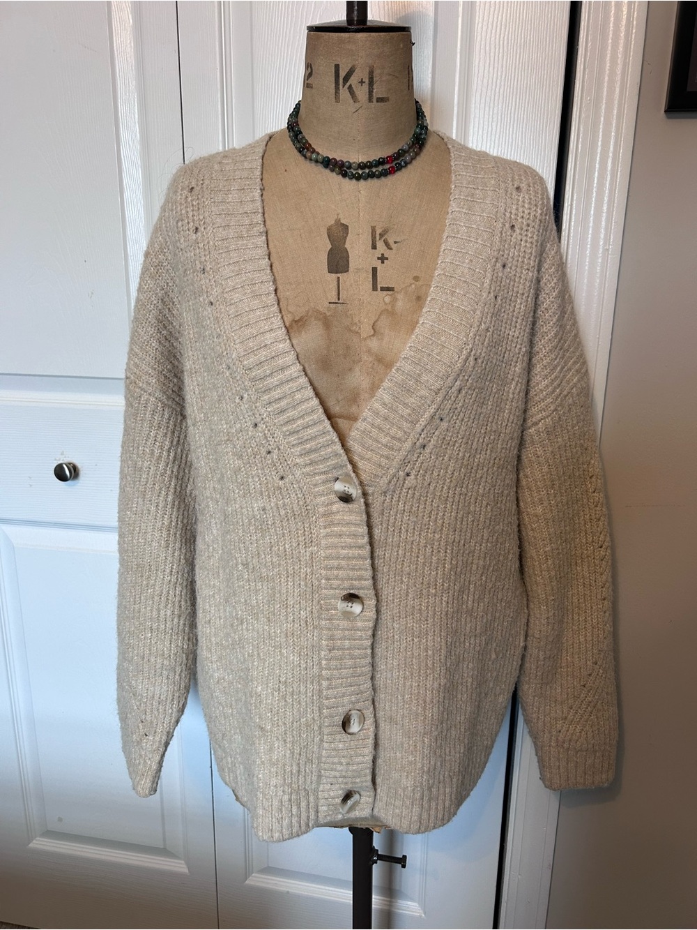 Cozy V-Neck Button-Front Sweater Cardigan - Cream - OLD NAVY XL